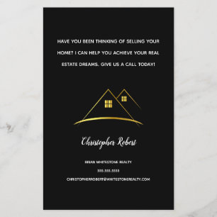 Modern Golden House Logo Real Estate Flyer
