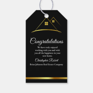 Modern Golden House Logo Real Estate Gift Tags