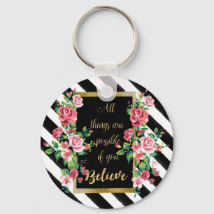 Modern golden inspirational  quote key ring
