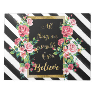 Modern golden inspirational  quote notepad