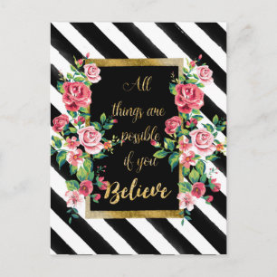 Modern golden inspirational quote postcard