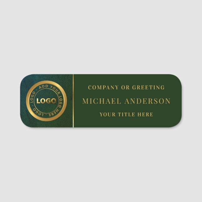 Modern Golden Logo Corporate Professional Employee Name Tag (Front)