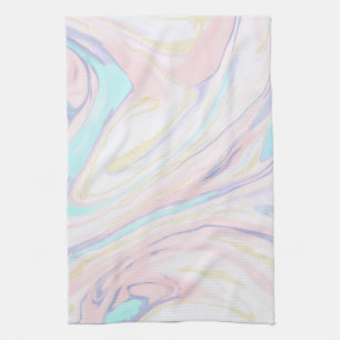 Modern golden marbleised abstract design tea towel