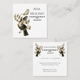 Modern Golden Painted Toucan Pattern Square Business Card