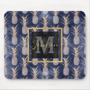 Modern Golden pineapples nebula pattern Mouse Pad