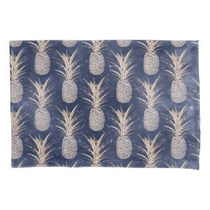 Modern Golden pineapples nebula pattern Pillowcase