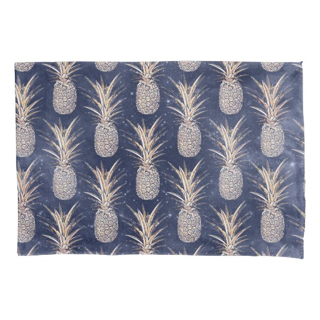 Modern Golden pineapples nebula pattern Pillowcase (Front)