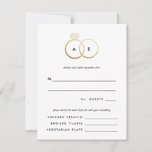 Modern Golden Rings Wedding RSVP Reply Card