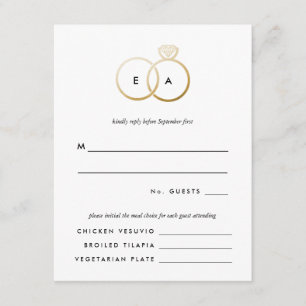 Modern Golden Rings Wedding RSVP Reply Card
