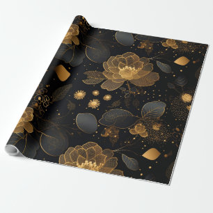 Modern golden roses wrapping paper