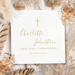 Modern Golden Signature First Holy Communion Napkin