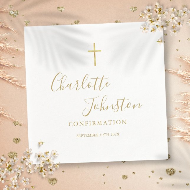 Modern Golden Signature Script Confirmation Napkin (Modern Golden Signature Script Confirmation Napkins)