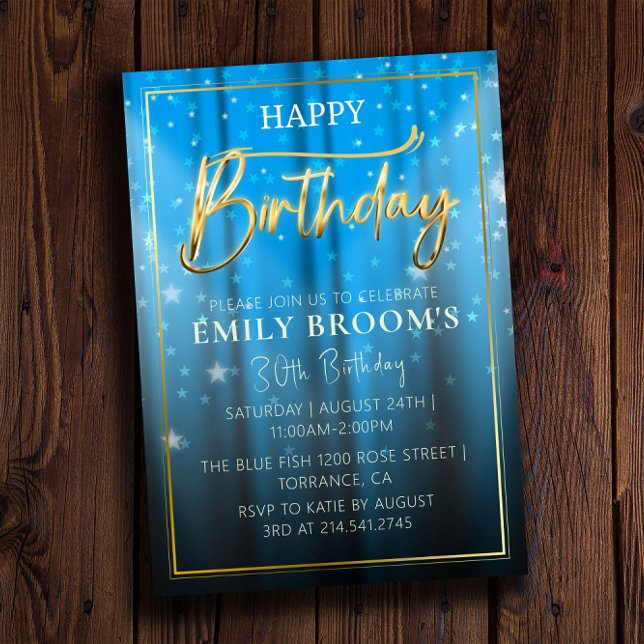 Modern Golden Sparkly 30th Birthday Party Invitation (Creator Uploaded)