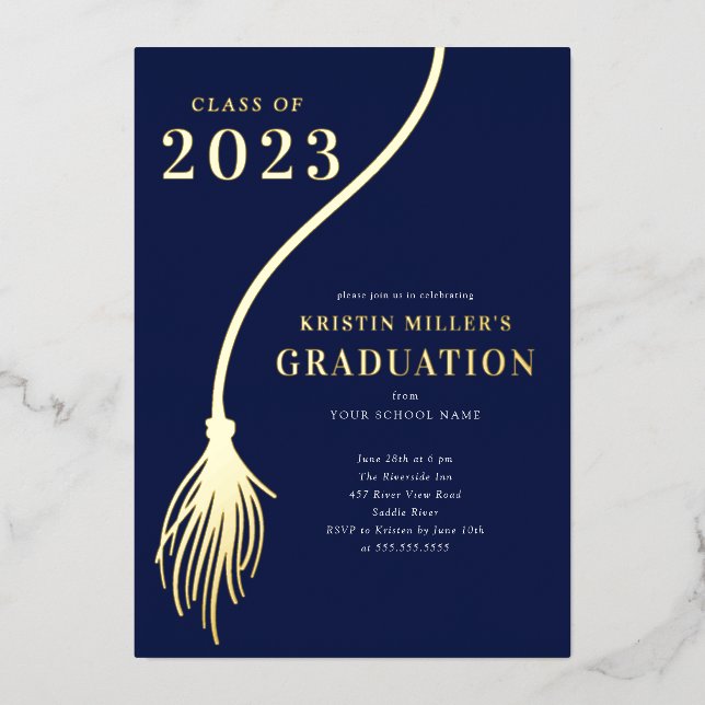 Modern Golden Tassel Graduation Invitation (Front)