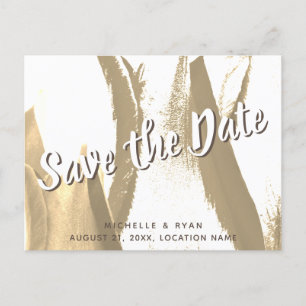 Modern Golden Tulip Floral Wedding Save the Date Announcement Postcard