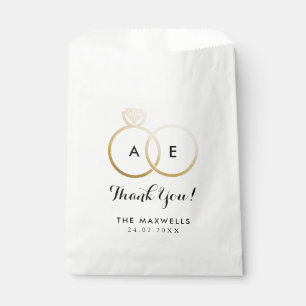 Modern Golden Wedding Rings Favour Bag