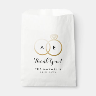 Modern Golden Wedding Rings Favour Bag