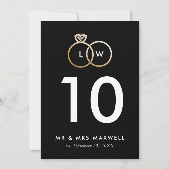 Modern Golden Wedding Rings Table Number (Front)