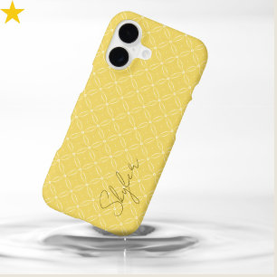 Modern Golden Yellow Circle Tiles Custom Name 