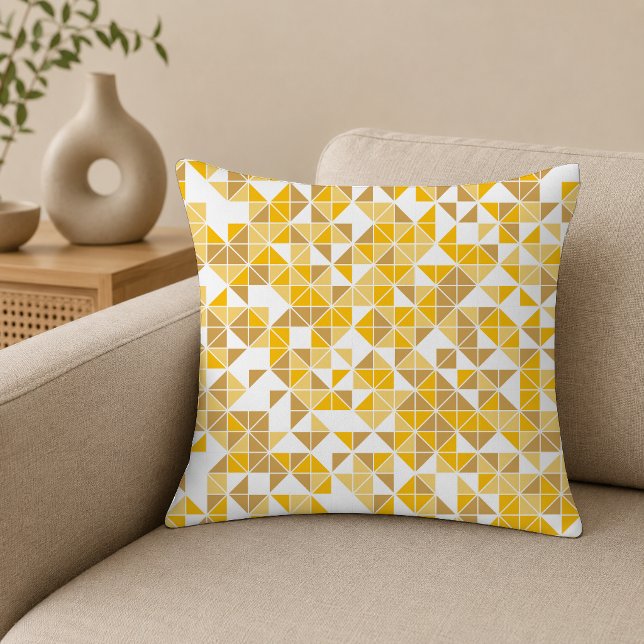 Modern Golden Yellow Geometric Pattern Cushion (Creator Uploaded)