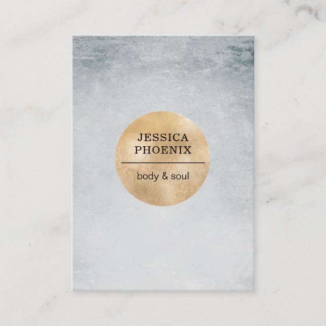 Modern Goldener Kreis Aquarell Grau Schwarz Business Card (Front)