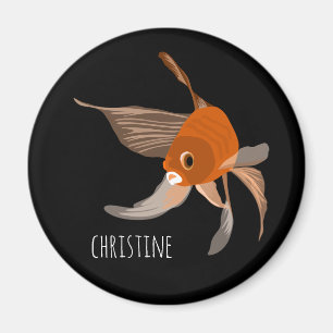 Modern goldfish minimal illustration name black magnet