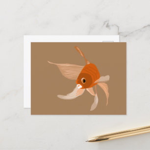 Modern Goldfish Minimalist Vector illustration Postcard
