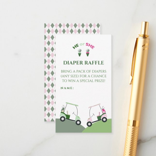 Modern Golf Baby Gender Reveal Par-tee  Enclosure Card (Front/Back In Situ)