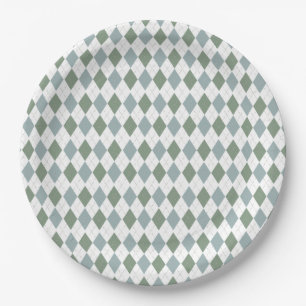 Modern Golf Baby Shower Argyle Pattern  Paper Plate