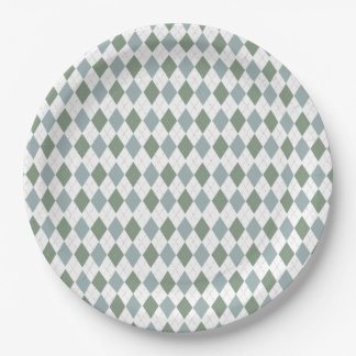 Modern Golf Baby Shower Argyle Pattern  Paper Plate