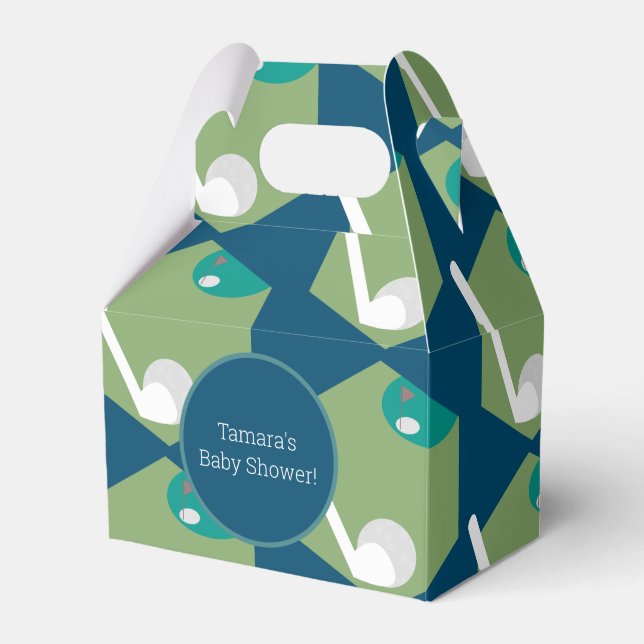 Modern Golf Ball Hole Party Birthday Baby Pattern Favour Box (Front Side)