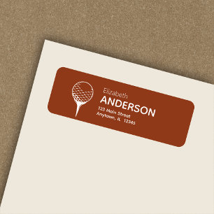 Modern Golf Ball & Tee Terracotta Return Address Label