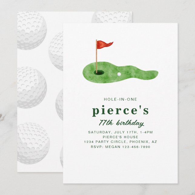 Modern Golf Birthday Invitation  (Front/Back)