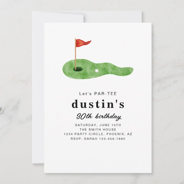 Modern Golf Birthday Party Invitation  (Front)
