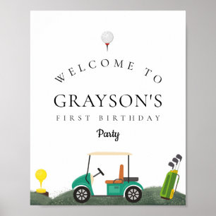 Modern Golf Birthday Party Welcome Sign Green
