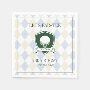 Modern Golf Blue Boys Sports 2nd Birthday Party Napkin