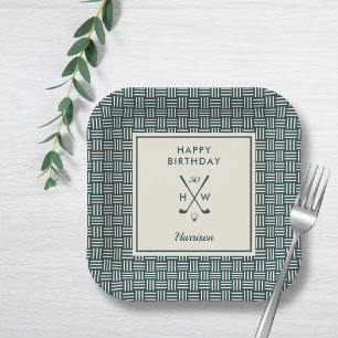 Modern Golf Clubs Birthday Party Any Age Green Paper Plate