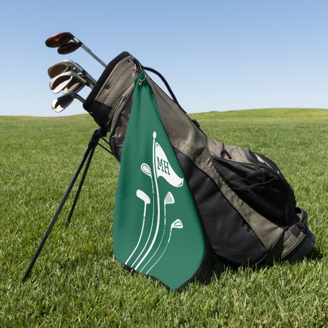 Modern Golf Clubs Create Your Own Initials  Towel (Green)