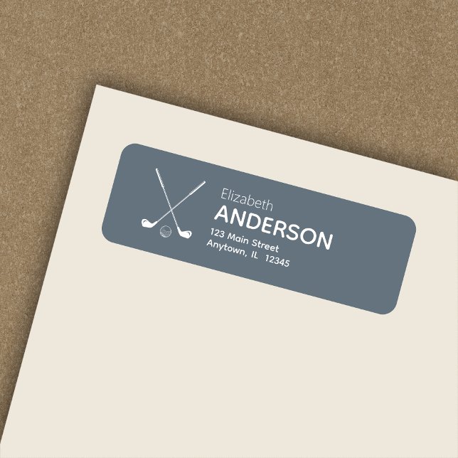 Modern Golf Clubs Dusty Blue Return Address Label (Creator Uploaded)