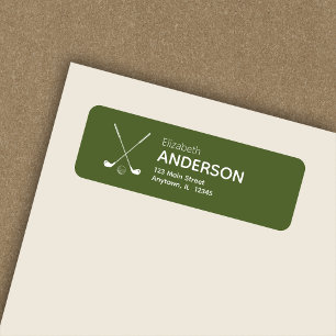 Modern Golf Clubs Olive Green Return Address Return Address Label