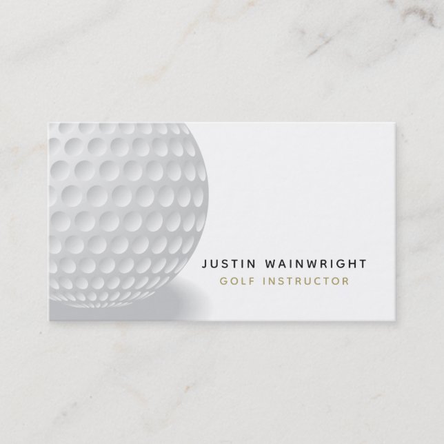 Modern Golf  Coach With Social Media grey Business Card (Front)