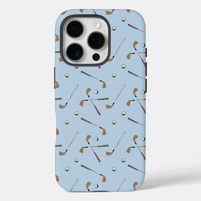 Modern Golf Golfer Club Ball Pattern Light Blue Case-Mate iPhone Case (Back)