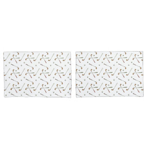 Modern Golf Golfer Club Ball Pattern White Pillowcase