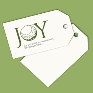 Modern Golf Joy & Peace Christmas Gift Tags