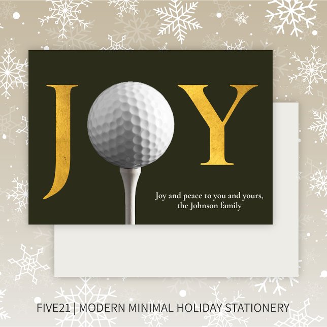 Modern Golf Joy & Peace Dark Green Christmas Holiday Card (Creator Uploaded)