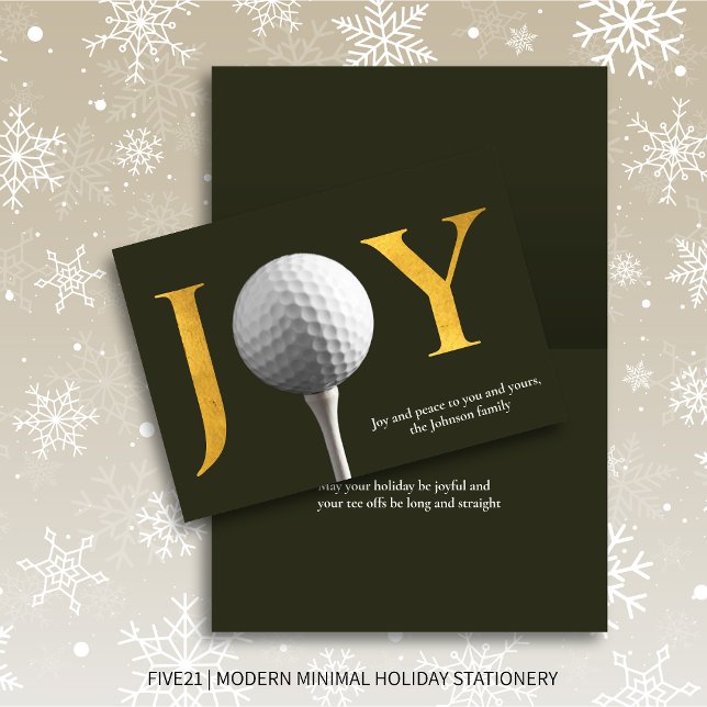 Modern Golf Joy & Peace Dark Green Christmas Holiday Card (Creator Uploaded)