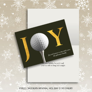 Modern Golf Joy & Peace Dark Green Christmas Holiday Card