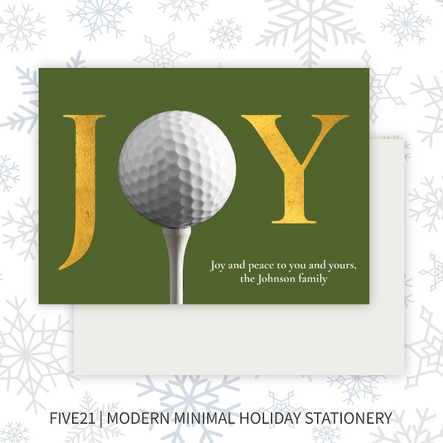 Modern Golf Joy & Peace Green  Christmas Holiday Card (Creator Uploaded)