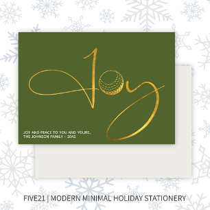 Modern Golf Joy & Peace Green Christmas Holiday Card