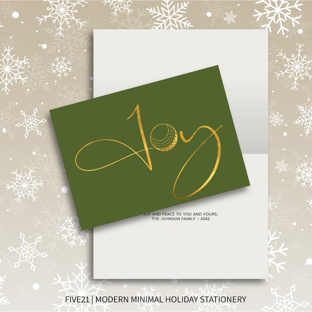 Modern Golf Joy & Peace Green Folded Christmas Holiday Card (Creator Uploaded)